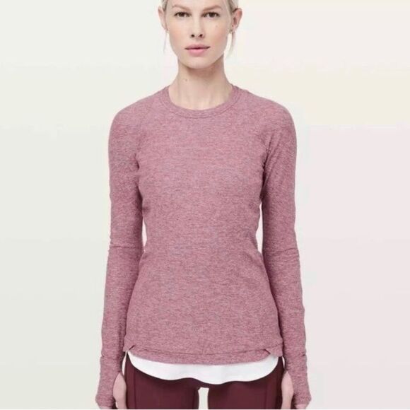Lululemon Runderful Long Sleeve Shirt Heathered Misty Merlot Pink Sz 4 EUC $108 - Picture 1 of 12